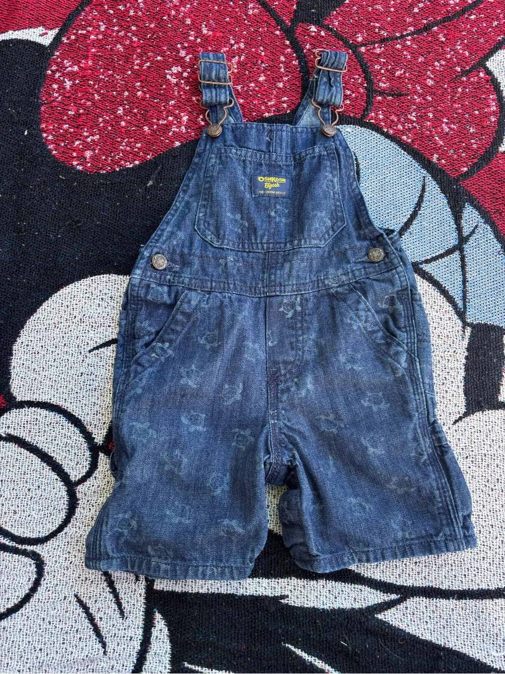 OSH KOSH DENIM TURTLE GRAPHIC PRINT OVERALLS SIZE 24 MONTHS BEACH ADORABLE